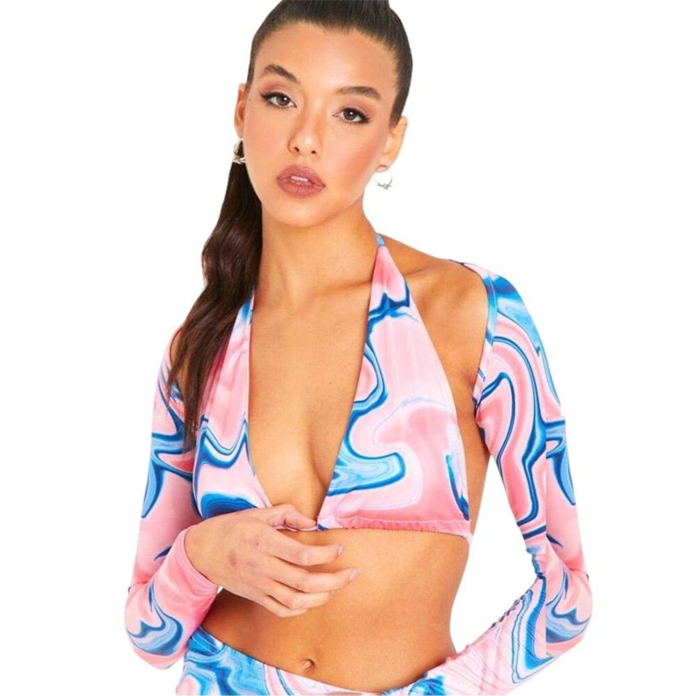 Missy Empire Womens/Ladies Long-Sleeved Bikini Top / Pink